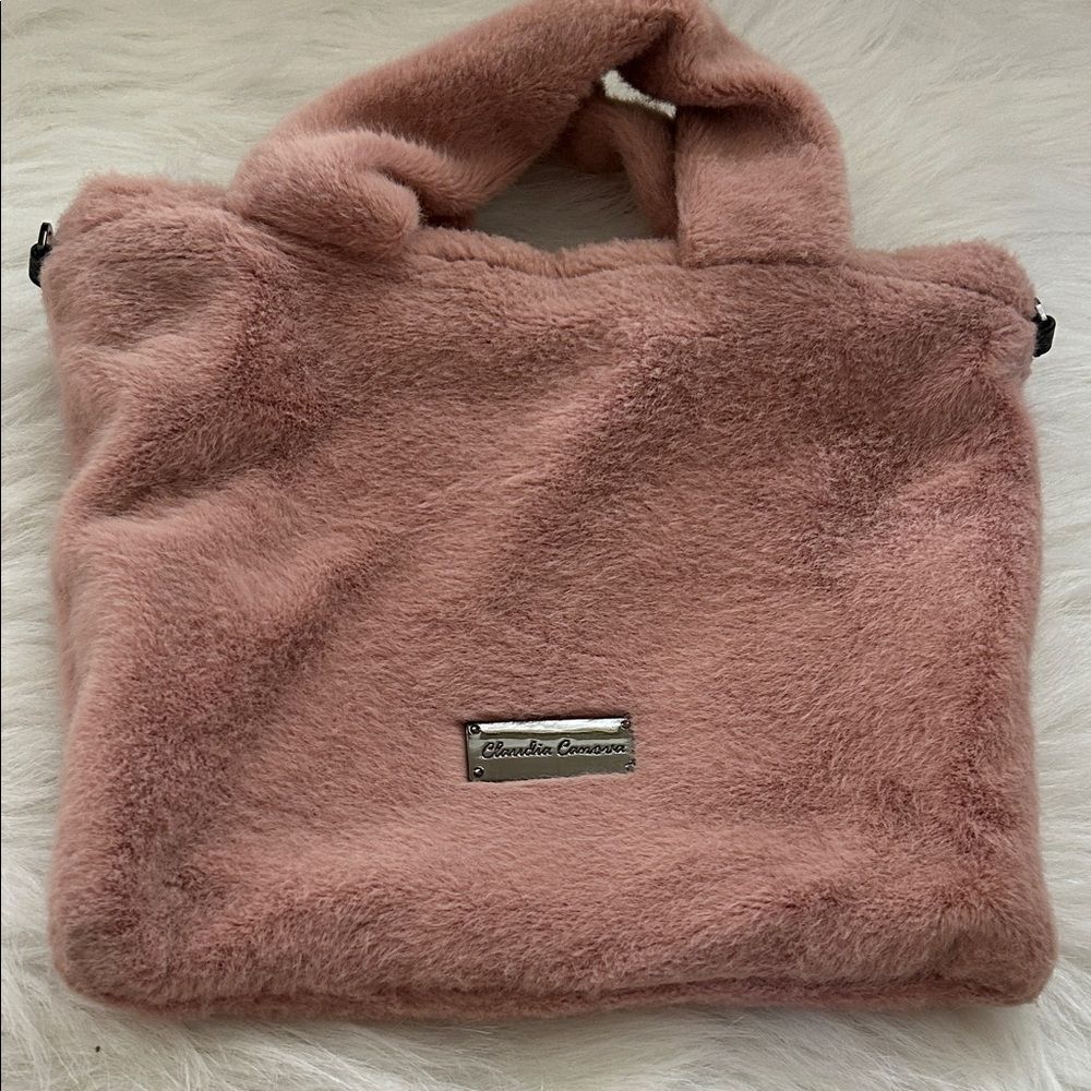 Pink Faux Fur Tote Bag Claudia canova